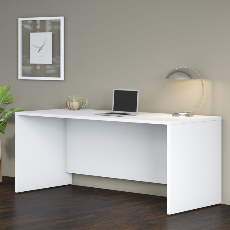 Transitional White 72" Home Office Desk with Cable Management