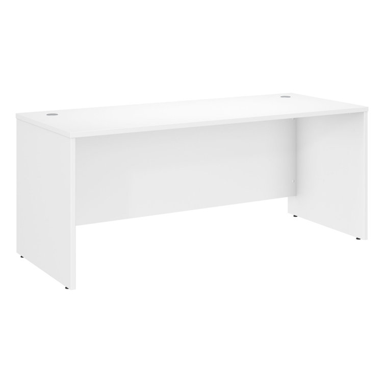 Transitional White 72" Home Office Desk with Cable Management
