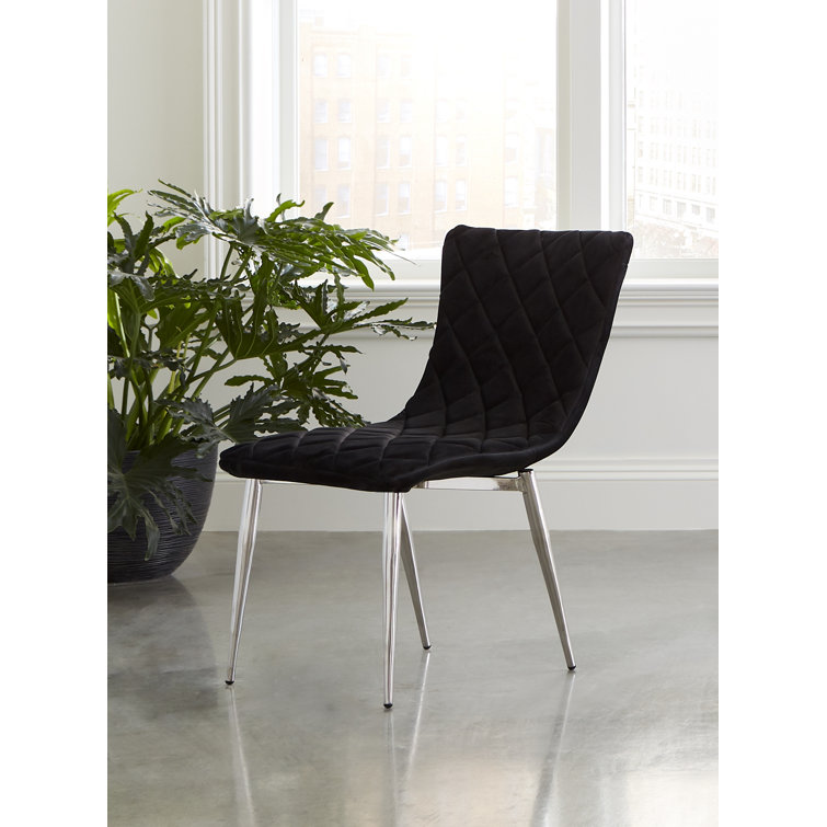 Modern Luxe Velvet Upholstered Side Chair with Silver Metal Legs