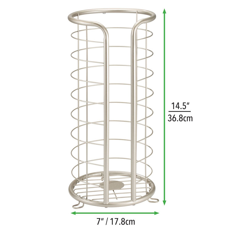 Satin Silver Steel Freestanding Toilet Paper Holder Stand
