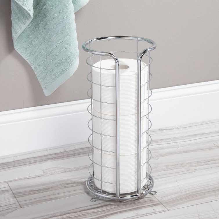 Chrome Steel Freestanding Circular Toilet Paper Holder