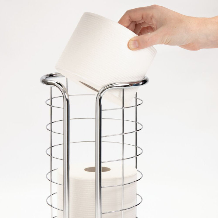 Chrome Steel Freestanding Circular Toilet Paper Holder