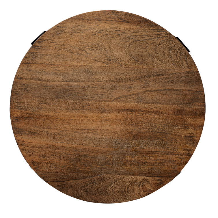 Bedford Park Round Mango Wood End Table with Storage