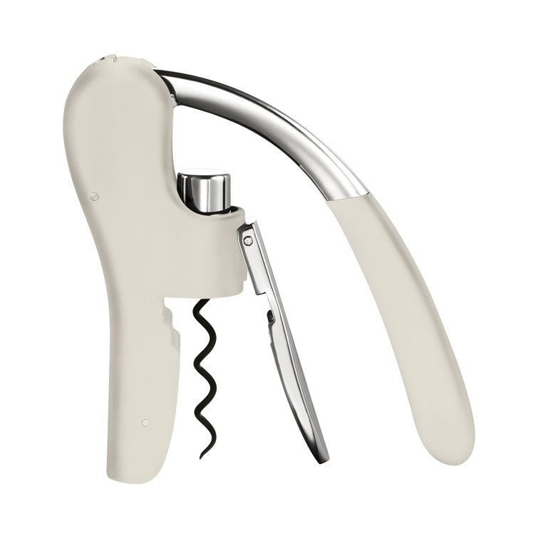 Off-White Stainless Steel Lever Corkscrew with Foil Cutter
