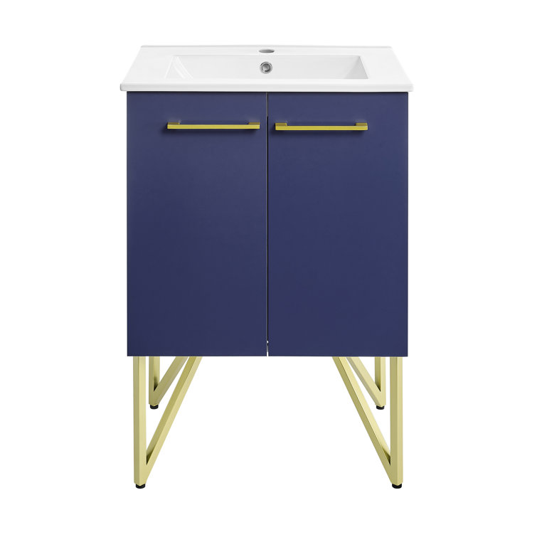 Annecy 24" Navy Blue Bathroom Vanity with Gold Accents
