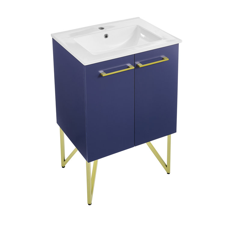 Annecy 24" Navy Blue Bathroom Vanity with Gold Accents