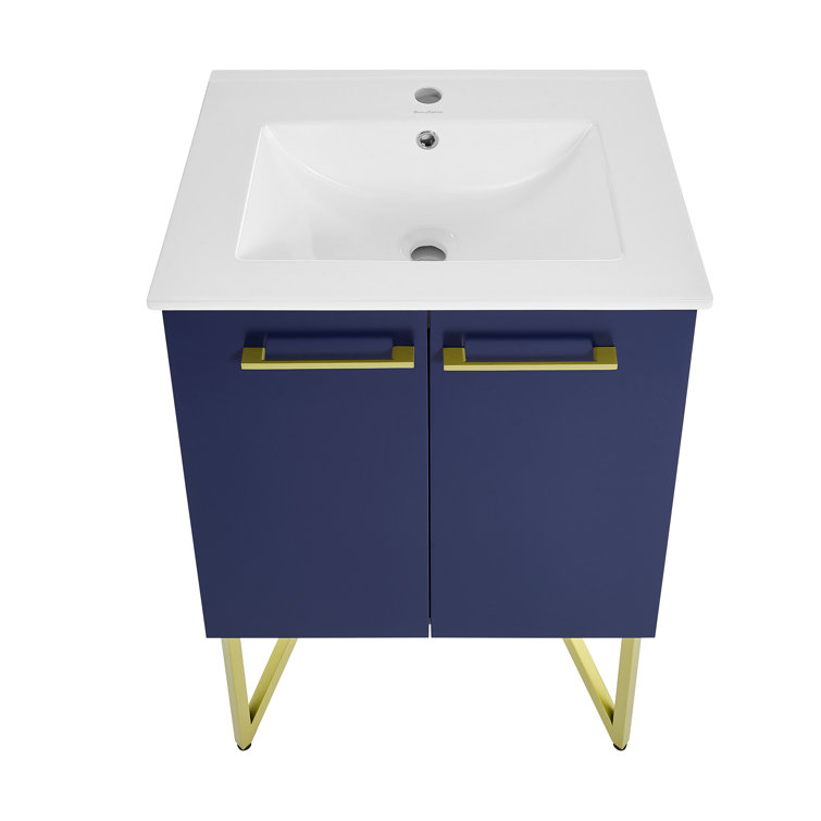 Annecy 24" Navy Blue Bathroom Vanity with Gold Accents