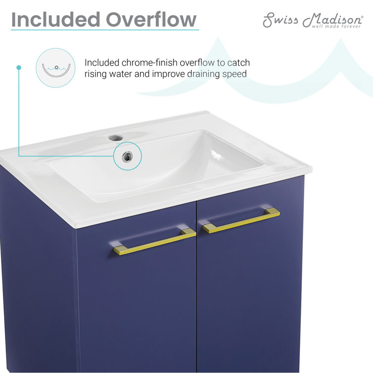 Annecy 24" Navy Blue Bathroom Vanity with Gold Accents