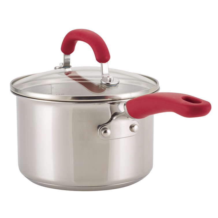 10-Piece Stainless Steel Cookware Set with Red Handles
