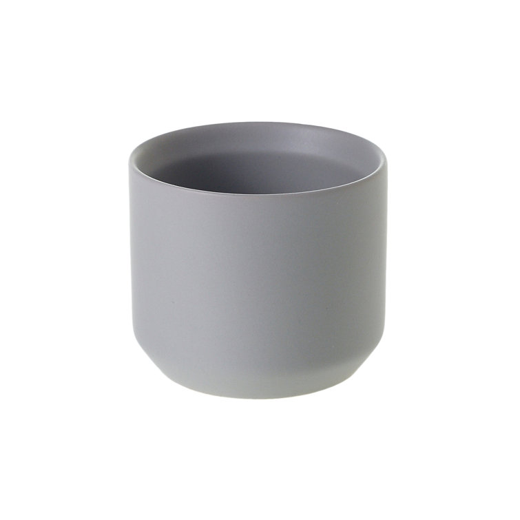 Gray Round Handcrafted Ceramic Indoor Pot Planter