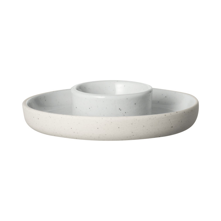 Beige and Gray Ceramic Stoneware Egg Cup Set