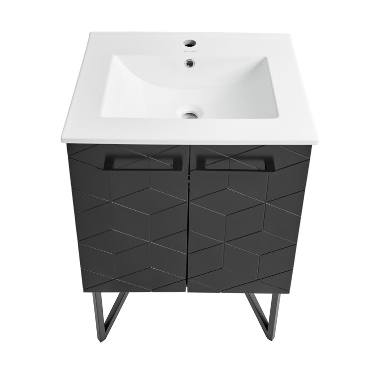 Annecy 24" Matte Black Freestanding Bathroom Vanity with Ceramic Sink
