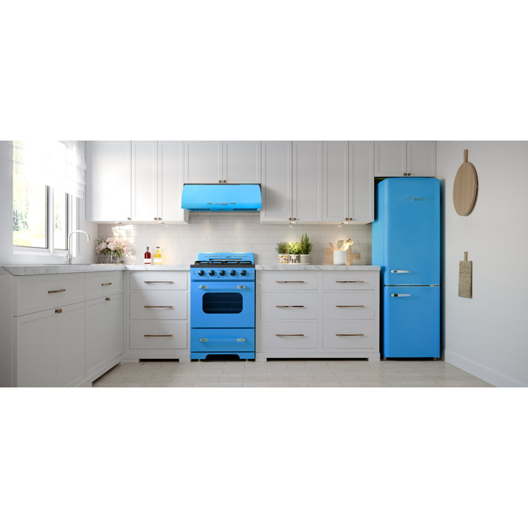 Retro Blue 24" Stainless Steel Under Cabinet Range Hood