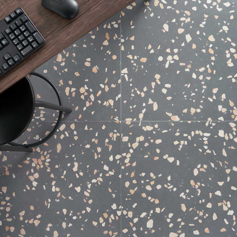 Italia Grande Gray Slate Terrazzo Floor and Wall Tile