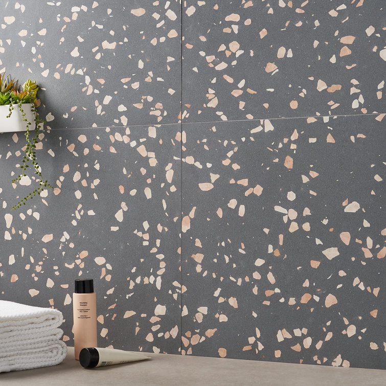 Italia Grande Gray Slate Terrazzo Floor and Wall Tile