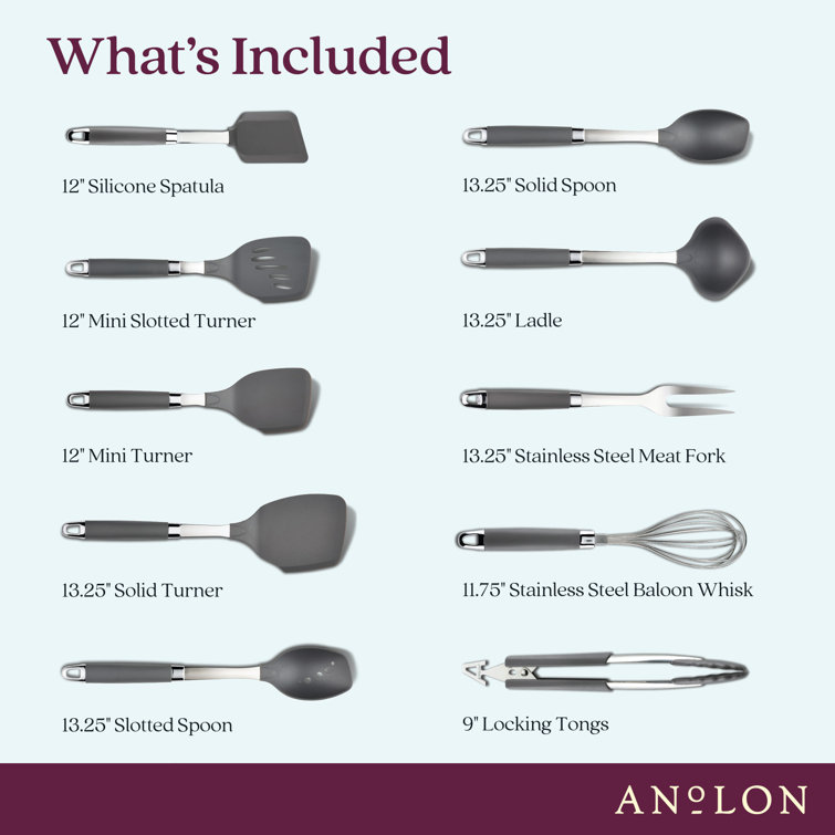 Graphite 10-Piece Nylon Nonstick Kitchen Utensil Set