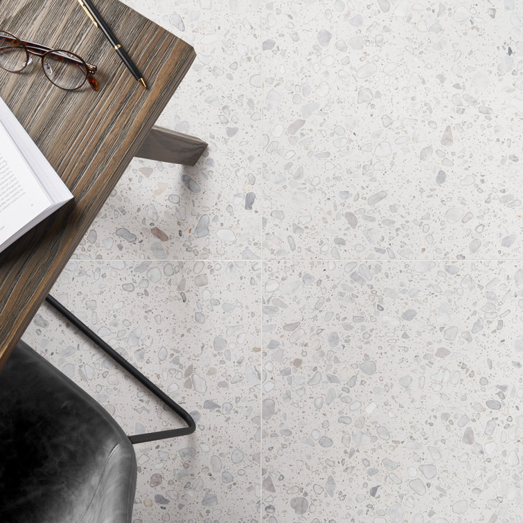 Italia Bianco 24'' x 24'' Honed Terrazzo Floor and Wall Tile