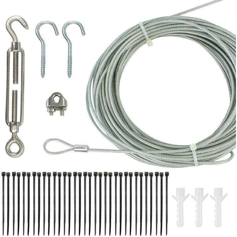 Silver 48 ft Outdoor LED String Light Hanging Kit