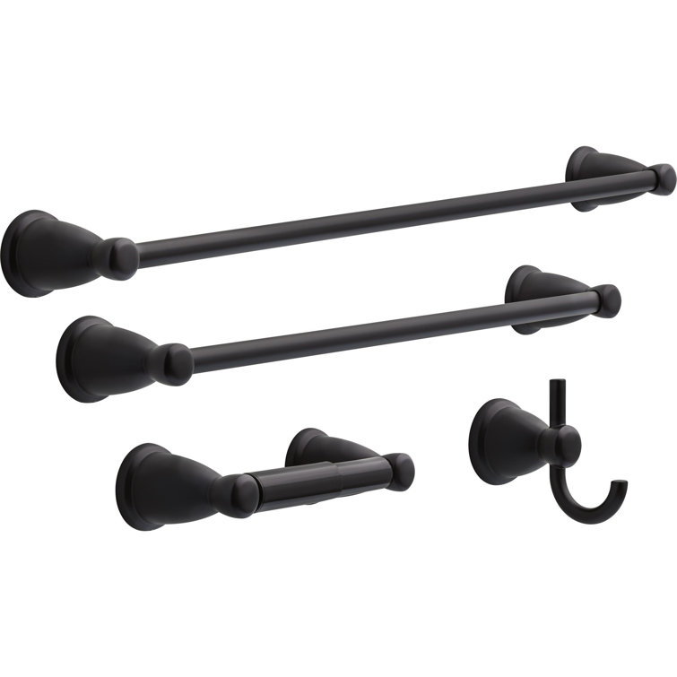 Kinla Matte Black 24" Wall Mounted Towel Bar