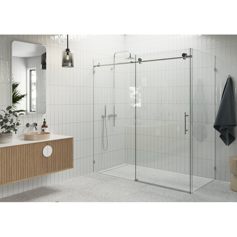 Nova 78" Frameless Sliding Glass Shower Enclosure with Polished Chrome Finish