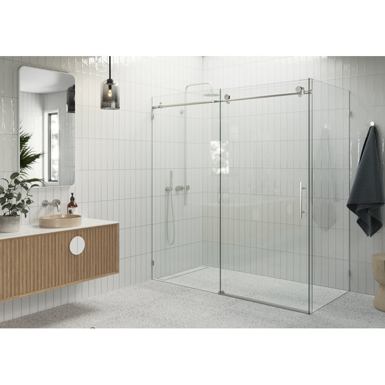 Nova 78" Frameless Sliding Glass Shower Enclosure in Brushed Nickel