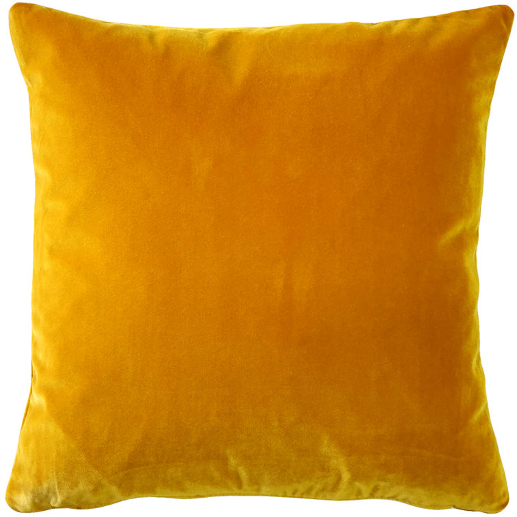 Golden Yellow Velvet Square Throw Pillow 17x17