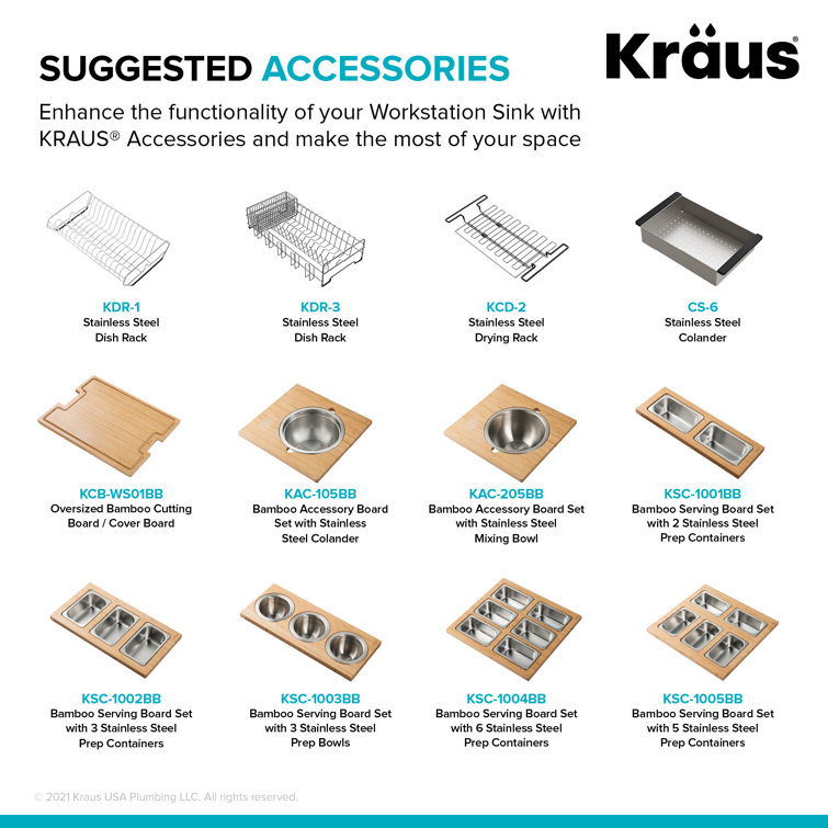Kore 23-Inch Stainless Steel Undermount Workstation Sink