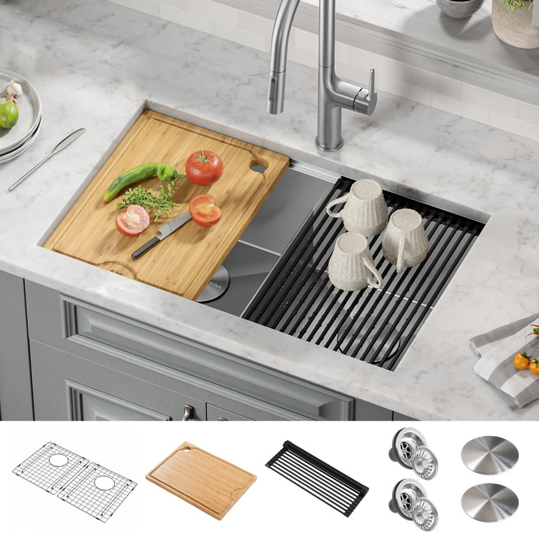 30-inch Stainless Steel Double Bowl Drop-in Kitchen Sink with Accessories