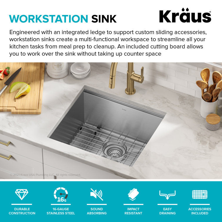 Kore 21-Inch Stainless Steel Single Bowl Drop-In Farmhouse Sink