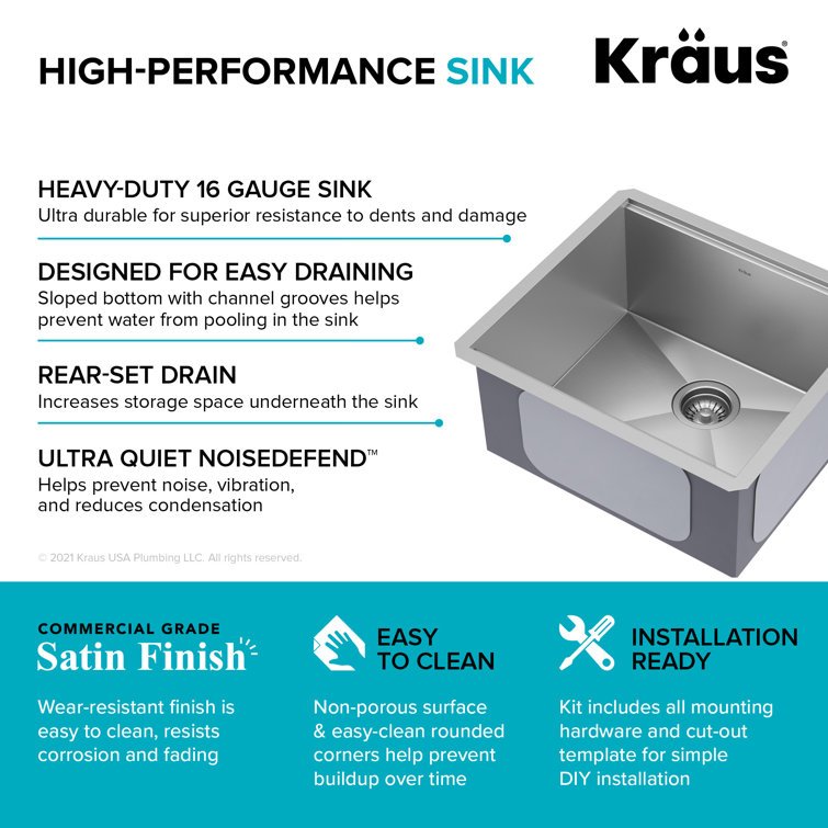 Kore 21-Inch Stainless Steel Single Bowl Drop-In Farmhouse Sink