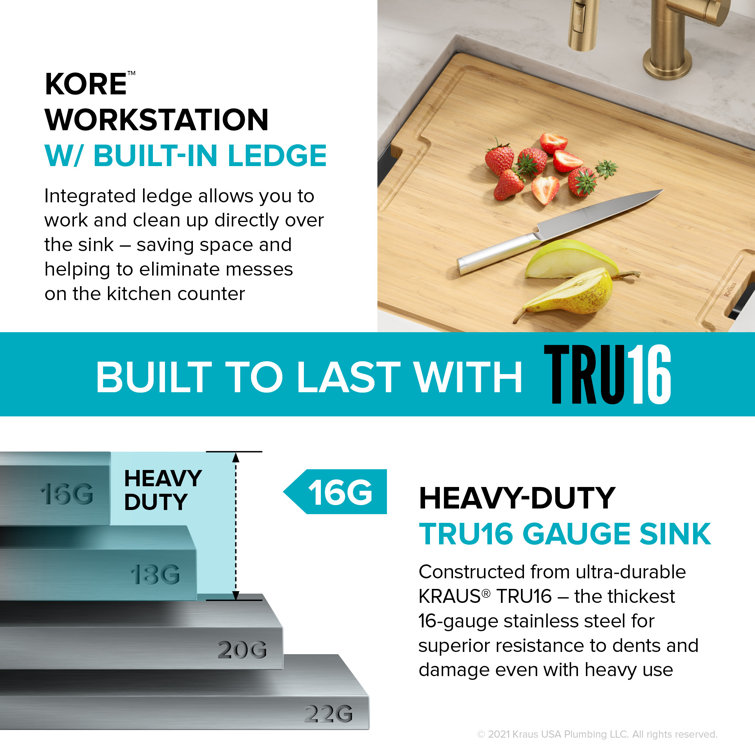 Kore 21-Inch Stainless Steel Single Bowl Drop-In Farmhouse Sink