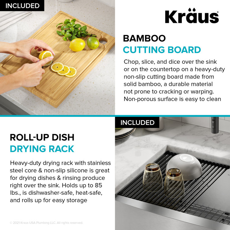 Kore 27-Inch Stainless Steel Farmhouse Workstation Sink