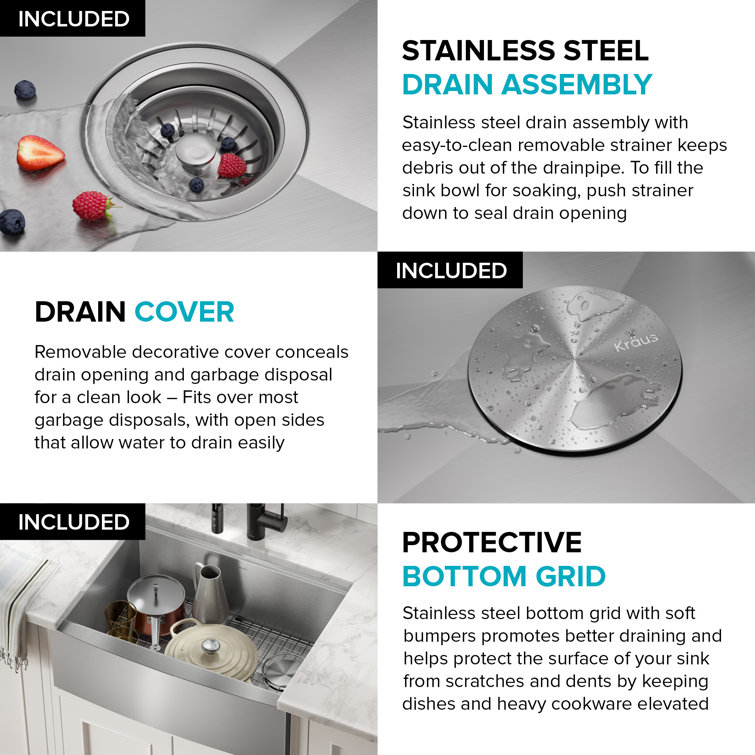 Kore 27-Inch Stainless Steel Farmhouse Workstation Sink
