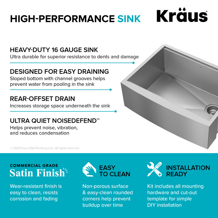 Kore 27-Inch Stainless Steel Farmhouse Workstation Sink