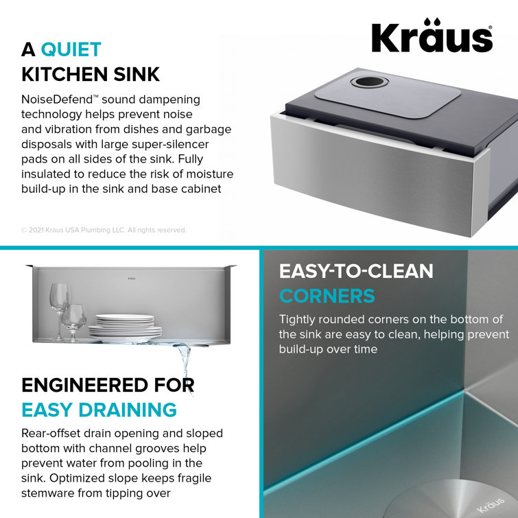 Kore 27-Inch Stainless Steel Farmhouse Workstation Sink