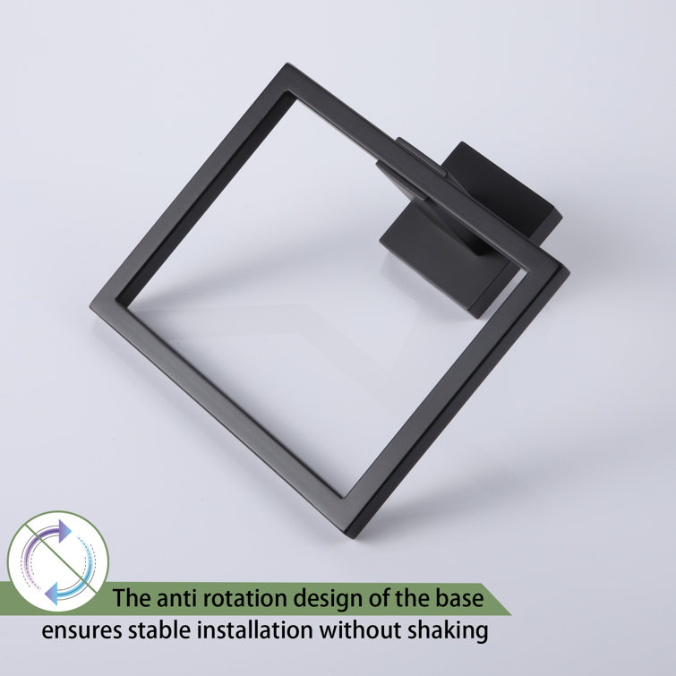 Matte Black Stainless Steel Square Wall Mounted Towel Ring