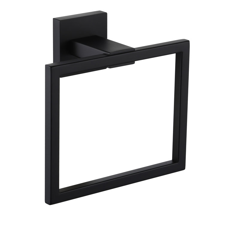 Matte Black Stainless Steel Square Wall Mounted Towel Ring