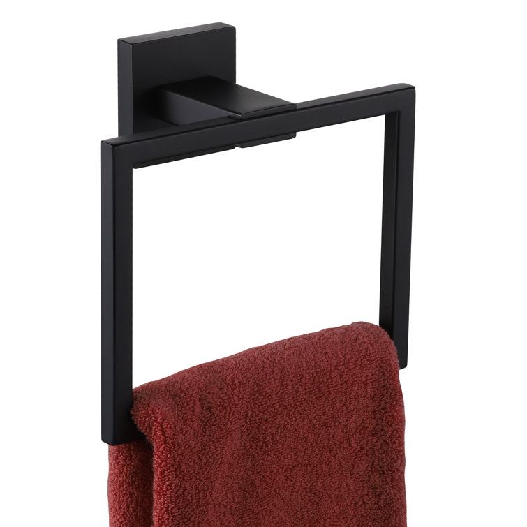 Matte Black Stainless Steel Square Wall Mounted Towel Ring
