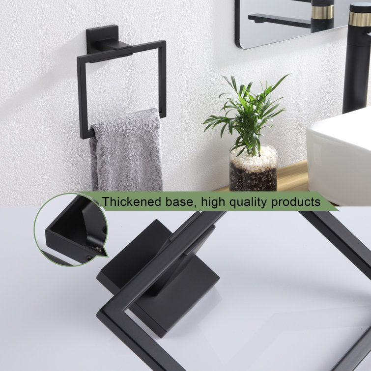Matte Black Stainless Steel Square Wall Mounted Towel Ring