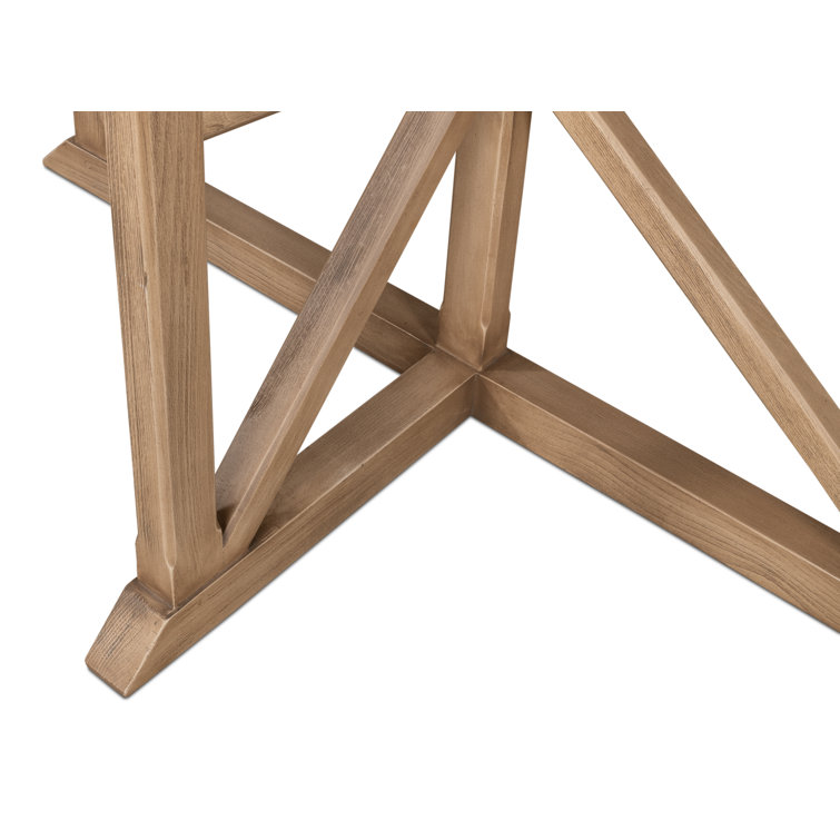 Gregorio Natural Pine Half Moon Console Table with Rustic Metal Band