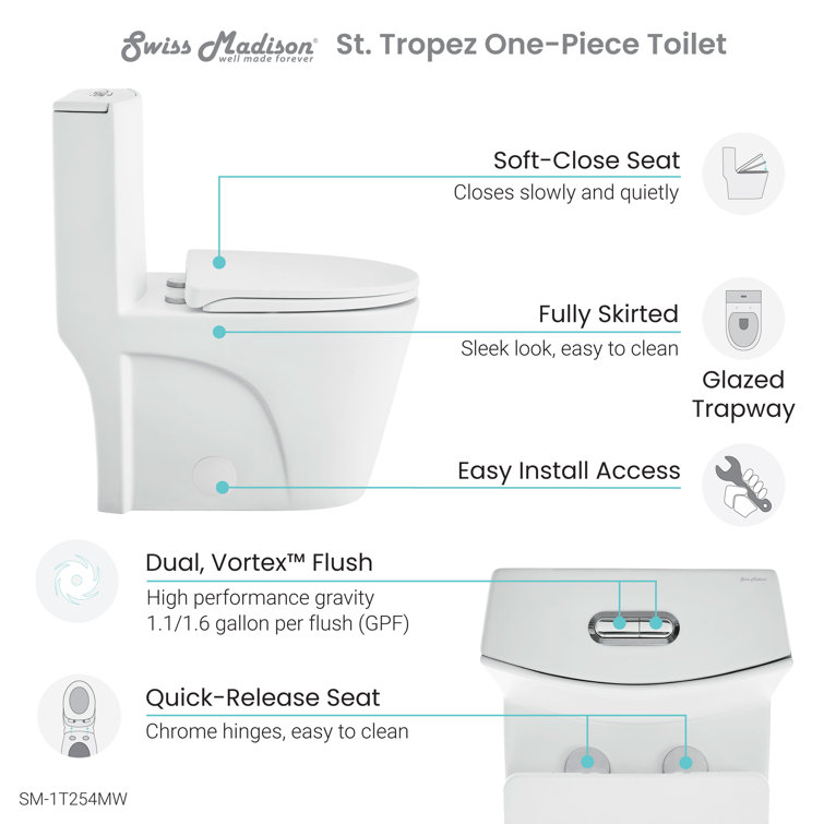 Matte White One-Piece Elongated Dual-Flush Toilet