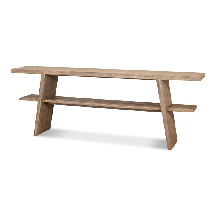 Bodega Natural Pine Rectangular Console Table with Shelf