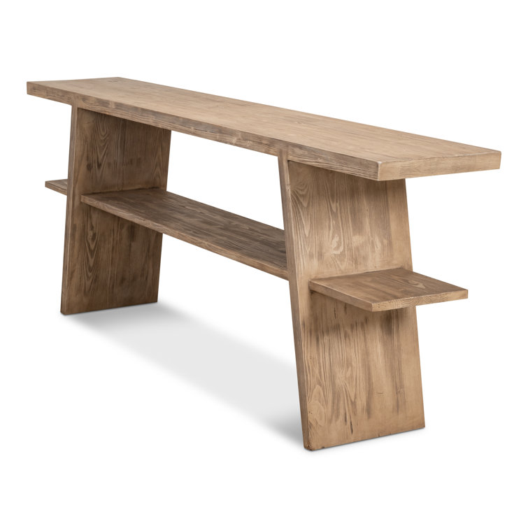 Bodega Natural Pine Rectangular Console Table with Shelf