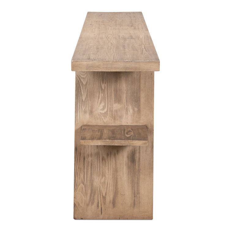 Bodega Natural Pine Rectangular Console Table with Shelf