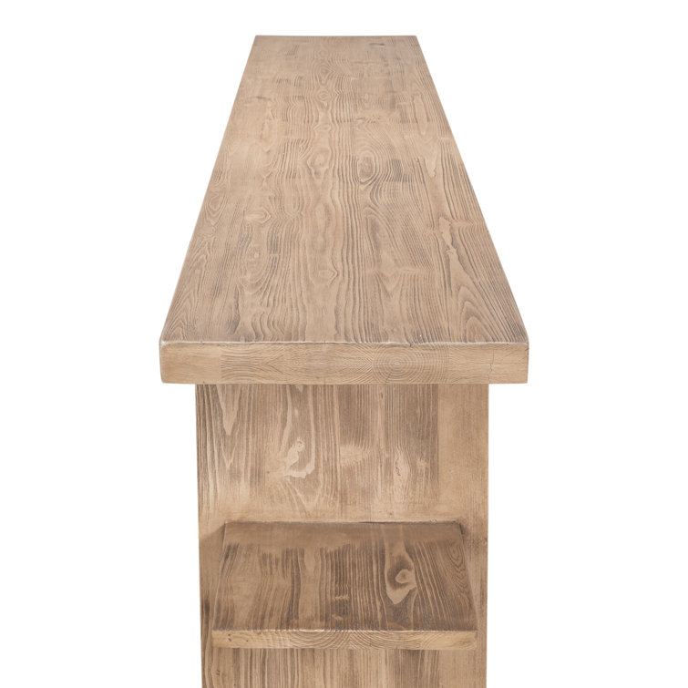 Bodega Natural Pine Rectangular Console Table with Shelf