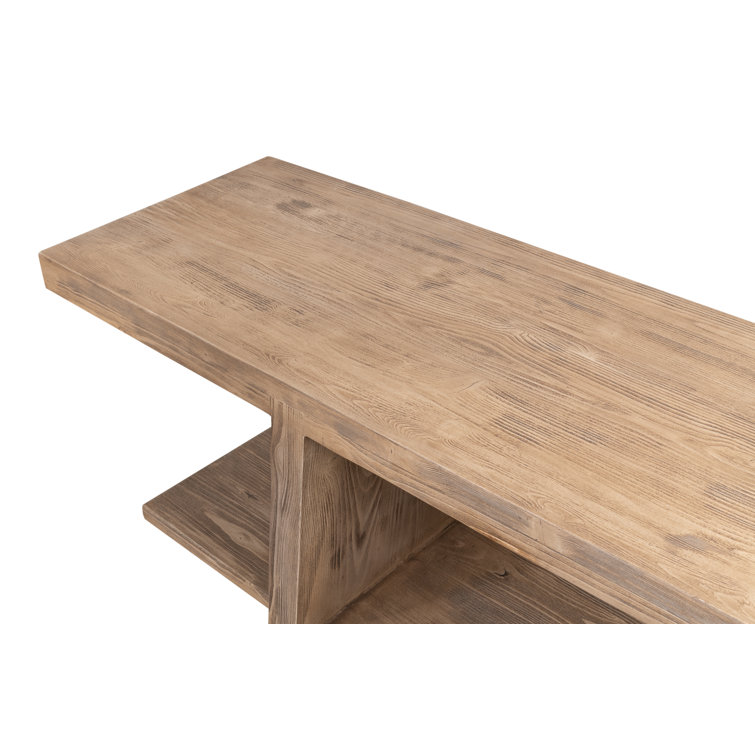 Bodega Natural Pine Rectangular Console Table with Shelf