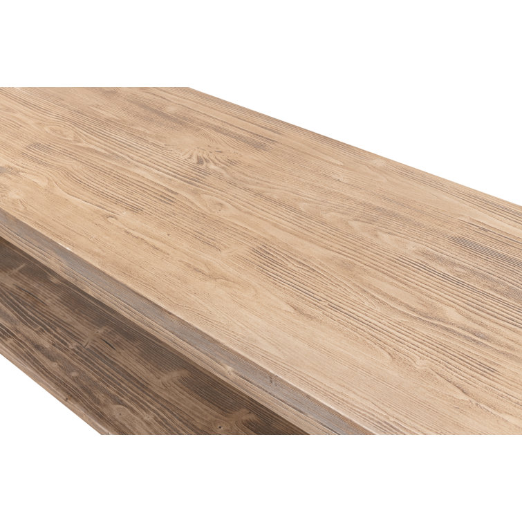 Bodega Natural Pine Rectangular Console Table with Shelf