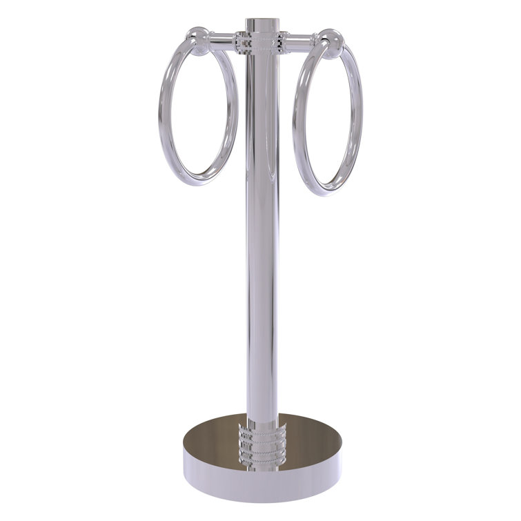 Polished Chrome Double Ring Countertop Towel Holder