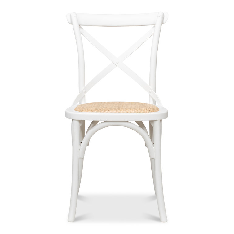 White Oak Cross Back Side Chair with Cane Seat