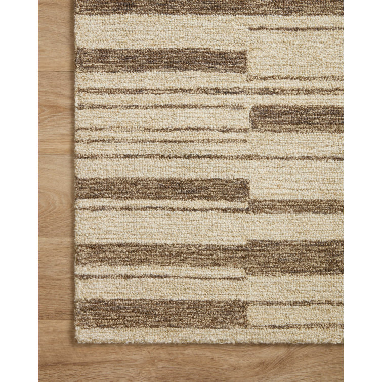 Ivory and Tobacco Hand-Tufted Wool Rectangular Rug